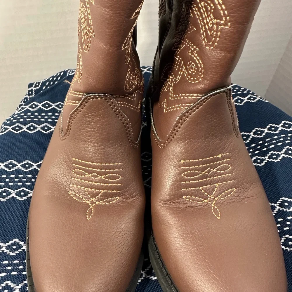 Cowboy Boots  Deer Stags For Kids Size 11￼Ranch Faux Leather Light Brown